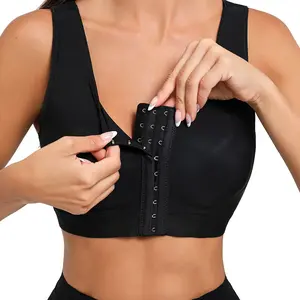 Women Front Closure Post Surgery Compression Everyday Bras for Mastectomy Support with Adjustable Straps Wirefree