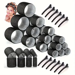 Heatless Hair Curler Set, 24pcs Self-grip Rollers Kit with 12pcs Clips, Salon Quality Curlers for DIY Hairstyling, Heatless Rollers, Home Hair Kit, Hair Curling Tool