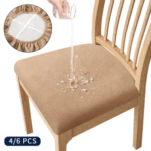 Easy-Going Waterproof Detachable Seat Covers 4/6 Counts, Christmas Fleece Durable Thickened Washable Chair Seat Protector Suitable for Dining Room, Office, Home