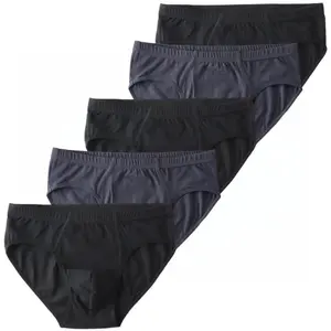 New Men's 5 Pack Low Rise Brief, Pure Cotton, Breathable Fabric, Plus Size Underwear, Shorts, Underpants