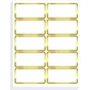 200 PCS Gold Metallic Name Labels, Blank Name Tag Stickers with Permanent Adhesive Writable Stickers with Metallic Gold Border for School Office Home (Letter Size per Sheet, Each Measures 2" x 4")