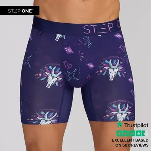 Step One Men's Boxer Brief - Capricorn, Anti-Chafe, Breathable Bamboo Fabric, UltraGlyde Panels, Hidden Elastic Pouch, Premium Underwear, Athletic Daily wear