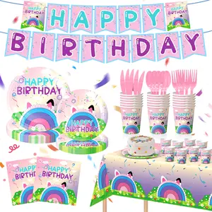 170PCS Dollhouse Birthday Party Decorations, Dollhouse Party Supplies for Kids - Tableware Set with Plates, Cups, Napkins, Cutlery and Banners, Serve 24