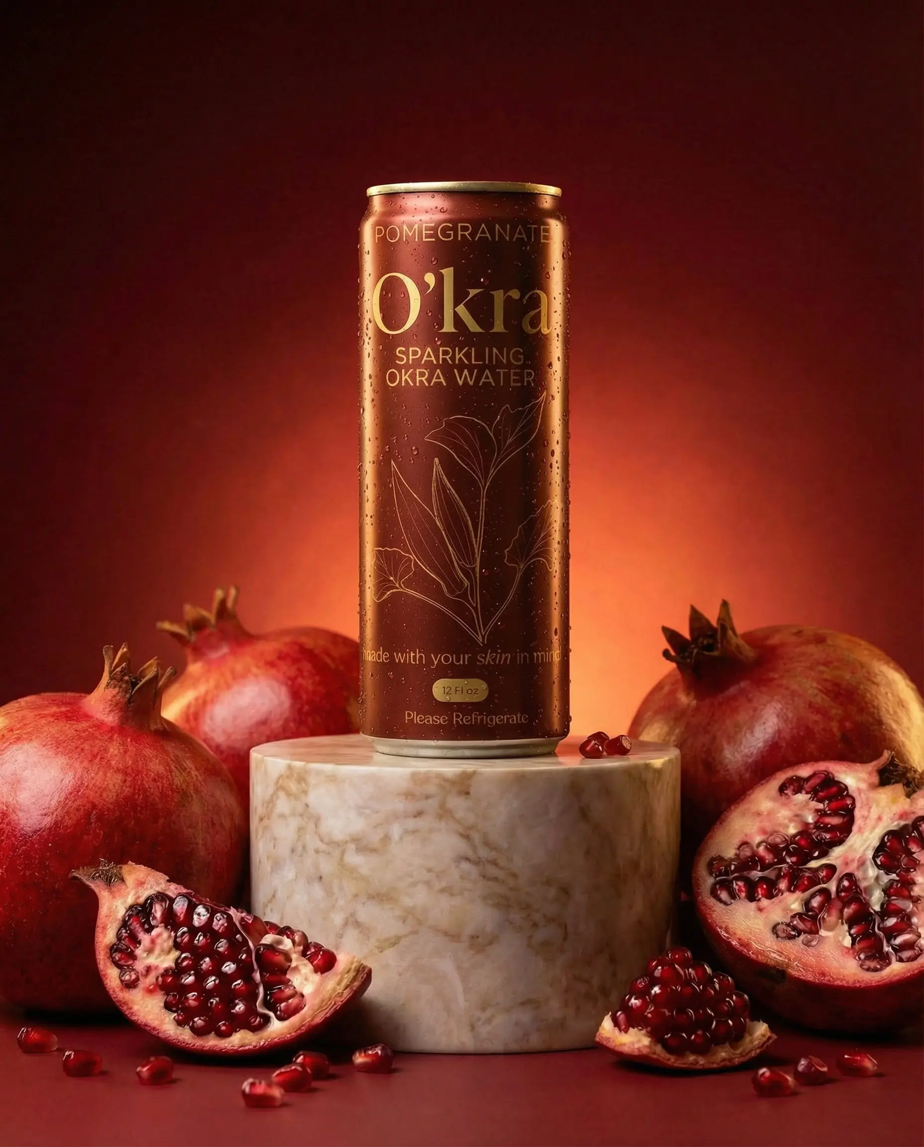 PRE- ORDER: O’kra – Sparkling Okra Water (Pomegranate) | Hydration & Skin Health