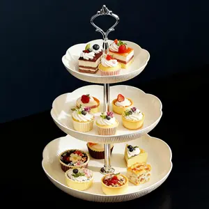 Three-Tier Cake Stand and Tray Set, Layered Dessert Rack, Appetizer Platter, Party Cake Stand, Perfect for Birthdays, Weddings, Parties, Self-Service Buffet