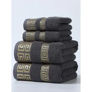 Plain Jacquard Bath Towel Set Adult Couple Style Absorbent No Shedding Bathroom Accessories 34x75 70x140 Inch