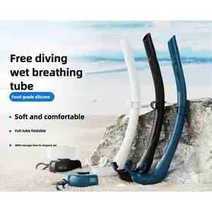 Wet breathing tube, free-diving silicone breathing tube hose, professional snorkeling breathing tube foldable storage
