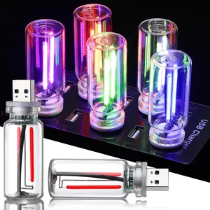 [Wholesale] 2PCS USB Car Night Lights Bulb, Portable Mini Glass Bottle Night Light, Touch Adjustment Plug-in USB Automotive Night Lamps, Mini Decorative Bulb, LED Lights for Car Interior, Bedroom