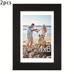 4x6 Picture Frame, Display Pictures 3.5x5 with Mat or 4x6 without Mat, Wall & Tabletop Display Photo Frame, 2 Packs