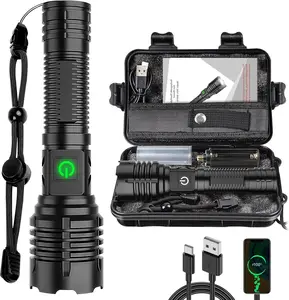 Banral XHP70.2 Super Bright Rechargeable Flashlight (Battery Included) with Holster, Type-C, Zoomable, IPX6 Waterproof, 5 Modes Tactical Torch for Camping, Emergency, Fishing, Hiking, Dog Walking, Security & More