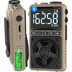 AM FM Shortwave Radio with NOAA Weather Alert,1250mAh Rechargeable Portable Pocket Radio with  Reception,5W Big Speaker, Digital Tuner and Earphone,Support SD Card and USB Player(Brown)