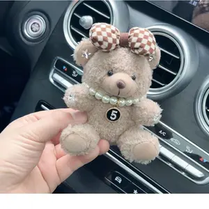 Cute Teddy Bear Glitter Confetti Car Interior Decoration for Women Girls - Liquid Pink Blue Glitter - Fun Gift for Car Enthusiasts - Premium Quality Dashboard Decor