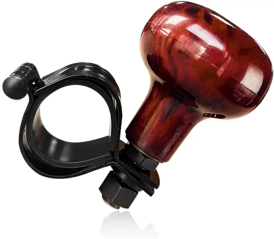 Woodgrain Steering Wheel Spinner Knob, Smooth Turning Assist Grip Ball Driving Power Handle Spinner, Universal Steering Wheel Knob for Car Semi Truck Tractor Boat (Wood)