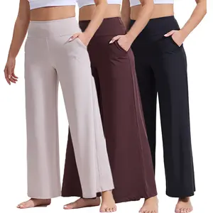 1/3 Pack Women's Wide Leg Pants with Pockets High Waist Stretch  Loose Sweatpants Casual Lounge Yoga Workout Athletic Bottoms cuffed sweatpants sweatpants women