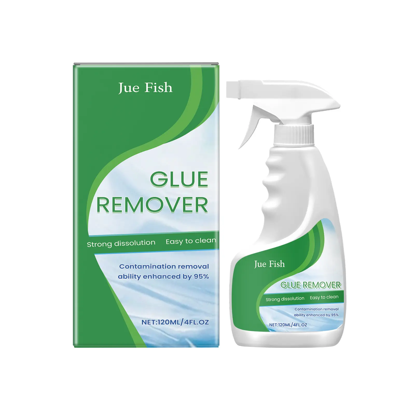Jue-Fish Household Adhesive Remover Spray, High-Efficiency Cleaner for Glass Doors, Windows, Sticker Glue Residue, Suitable for Home and Office Use