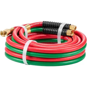 VEVOR Oxygen Acetylene Hose, 1/4-Inch x 15FT Oxy Acetylene Hose with 9/16"-18 B Fitting, 300PSI T Grade Welding Cutting Torch Twin Hose, Compatible with Oxygen, Acetylene, Propane and Other Fuel Gases
