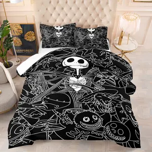 Halloween Villain Character Print Quilt, Lightweight And Skin-friendly, Not Easy To Pill, Includes 1 Quilt And 1/2 Pillowcases, Does Not Include Filling, Suitable For E-sports Room / Guest Bedroom, A Good Item For A Dark Atmosphere.