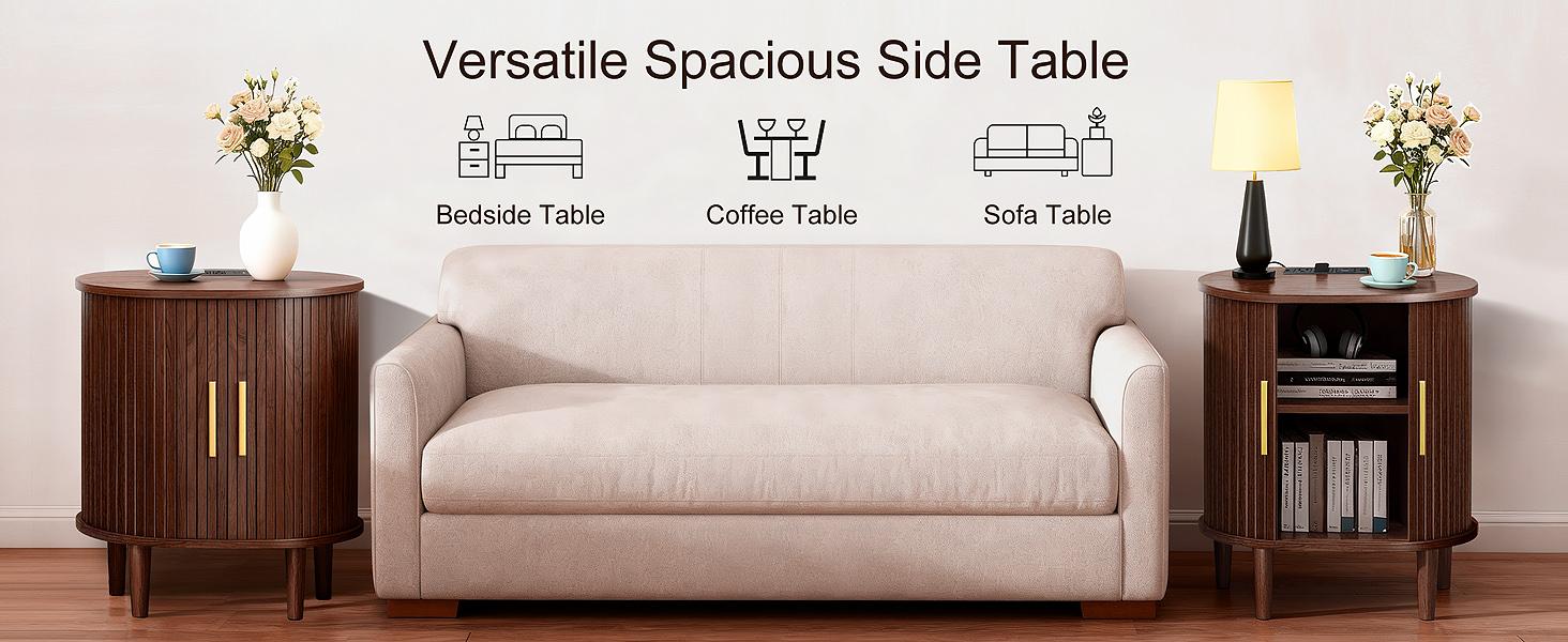 DHHSmart LED Nightstand with Power Strip, Modern Bedside Table with Open Storage Shelf & 4 Drawers, Minimalist Side Table with Charging Hub & USB for Modern Home Decor