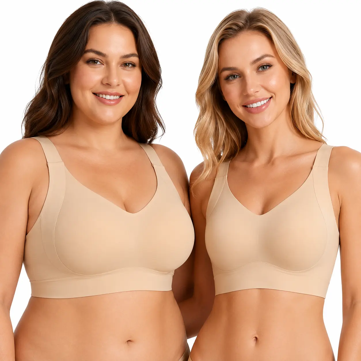 Plus Size Jelly Bra for Smoothing Back Fat, 4-Row Hook Closure, Seamless, Everyday Wear, Push-Up