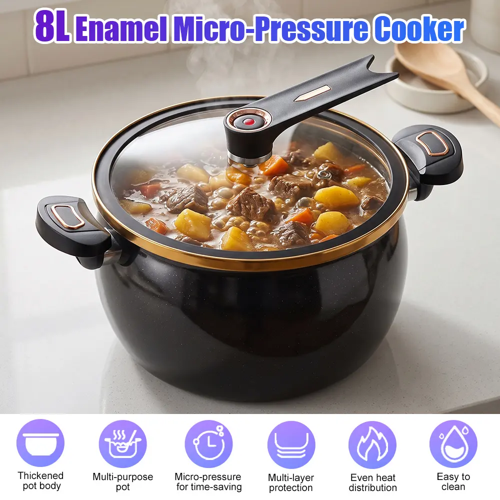 Micro Pressure Cooker, Suitable for Home Use, 8.45Qt Multi-Functional Non-Stick Pot for Stewing and Cooking Soup, Compatible with Induction Cookers and Gas Stoves,home essentials
