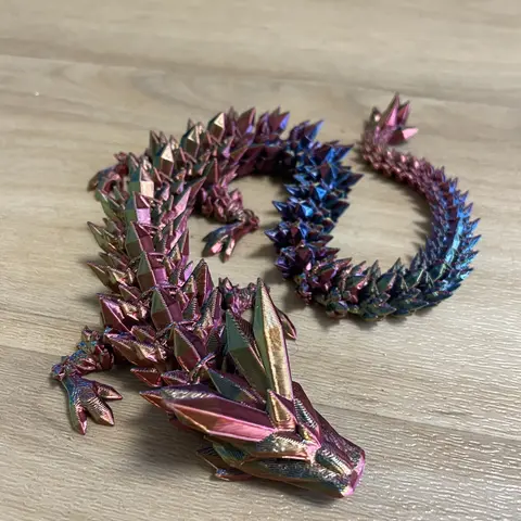 3D Printed Crystal Dragon Toy with Fully Articulated Joints by CinderWings3D