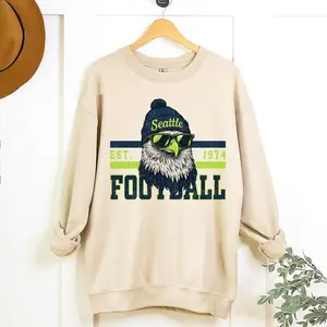 Seattle Football Vintage Shirt, Seahawk Sports Fan Apparel, Trendy Game Day Gift Unisex Football Sweatshirt