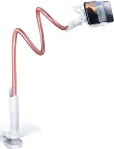 Io0sst Marry Phone Holder Bed Gooseneck Mount - Cell Phone Clamp Clip for Desk, Flexible Lazy Long Arm Headboard Bedside, Overhead Mount Stand, for 4-7" Cell Phone, iPhone 17 16 15 Pro Max, 14 Plus, 13