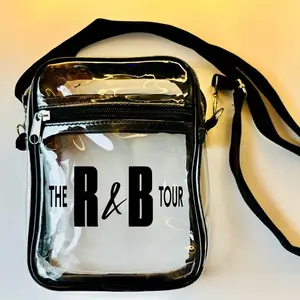 Custom The R&B Tour 2026 Raymond & Brown Clear Crossbody Bag with Black Adjustable Strap and front pocket Concert Stadium Approved