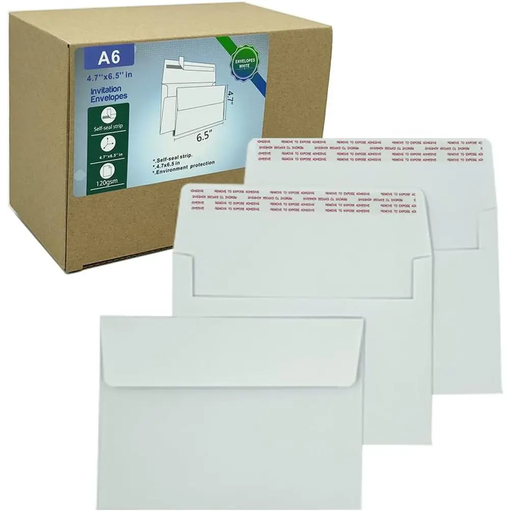120PCS Windowless Invitation Envelopes, 4.7*6.5 in 120GSM White Paper Printable Quick Self-Seal for Invitations, Greeting Cards, 120Pcs 4.7*6.5 In, Invoices, 120 Pcs