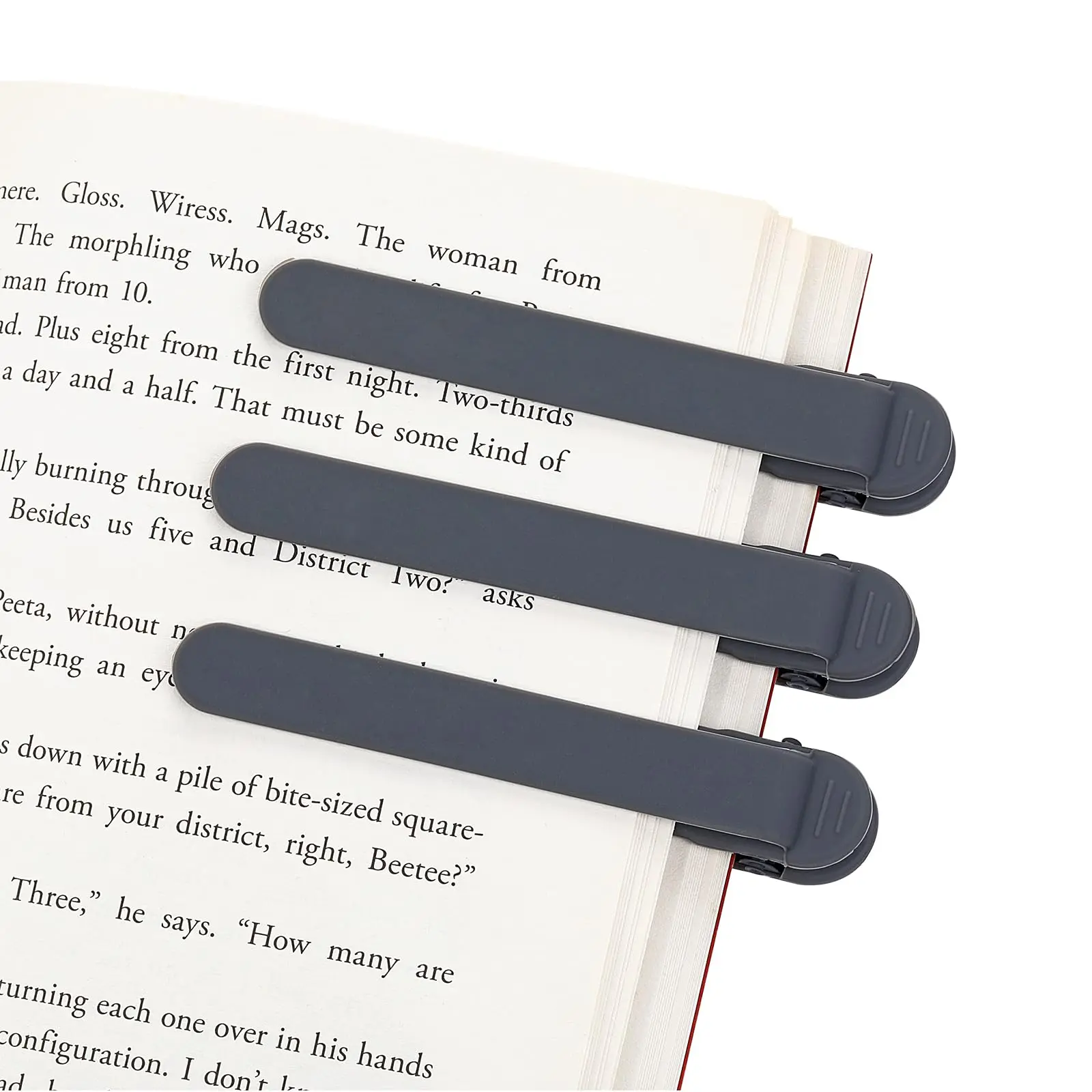 2024 Christmas Gift Gray Automatic Bookmark, Silicone Smart Bookmark for Reading Women, Men, Kids, Cute Unique Bookmark Holder Reading Accessory Birthday Gift for Book Lovers (Dark Gray 3 Pieces)