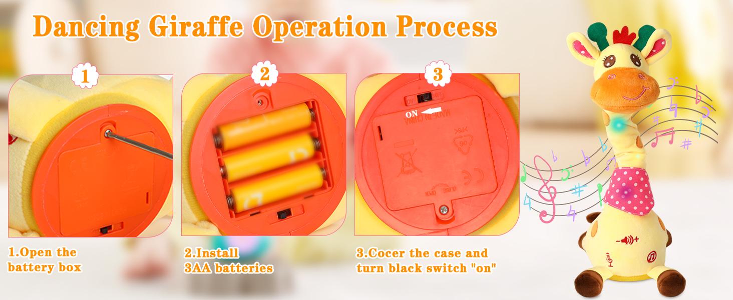 Dancing Talking Giraffe Toy, Repeating What You Say Stuffed Animal, Glowing Musical Electronic Plush Toy, Gift for Kids Toddlers