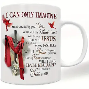 [11oz Inspirational Mug] 11oz Ceramic Coffee Mug| Inspirational Christian Cardinal Bird, Faith-Inspired Gift for Men, Women, and Jesus Lovers with Uplifting Scripture Message, White, Reusable, Dishwasher Safe, Spiritual Comfort| Elegant Script Design| Csh