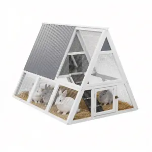 Wooden Rabbit Hutch and Chicken Coop - Durable Outdoor Indoor Animal Cage