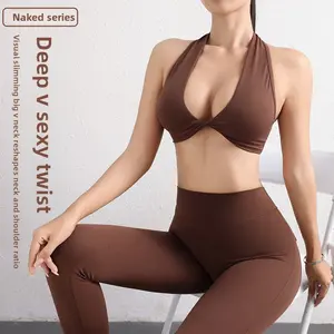 workout sets women cup  volleyball spandex parke shorts  Nightwear sports bra multi pack Neck  underwear yoga sports bra beautiful back sexy yoga vest fitness yoga underwear fitness apparel Women's Breathable Back Belly Pants Set sport bra set active top