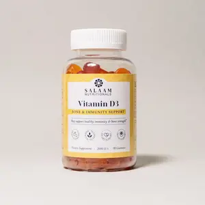 Salaam Nutritionals Halal Vitamin D3 2000 IU Gummies 90 Count Chewable for Bone Muscle & Immune Support Non GMO Gluten Free