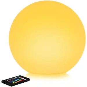12 Inch Solar Glowing Ball Light Outdoor, Solar Garden Globe Light w/Remote, RGB Color Changing  Large LED Orb Lights, Landscape Lighting Mood Lamp w/Ground Stake for Patio Yard Lawn Path