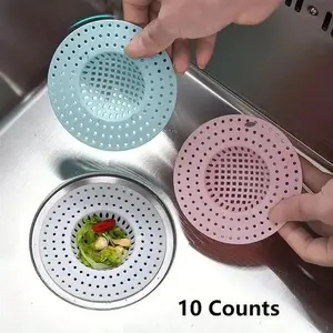 10-Piece Kitchen Sink and Bathroom Drain Filter Mesh, Effective Drainage Preventer, Toilet Blockage and Insect Cover, Kitchen Water Filtration