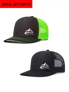 2pcs/1pc Unisex Graphic Trucker Hat Mountain Printing Mesh Baseball Cap Richardson Slightly Curved Brim Baseball Cap Adjustable Dad Hats Outdoor Mesh Breathable Mesh Caps Sun Hat Gift for Men Women