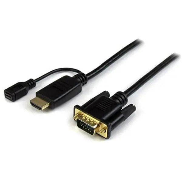 StarTech ST-HD2VGAMM3 3 ft. Active HDMI to VGA Adapter Cable - 1x Male Connector, Plug-and-Play Conversion, 1920x1200/1080p Resolution, Digital Accessories Single Unit for Chromebook Users, Connect HDMI Computer to VGA Monitor or Projector, Short, Hdmi De