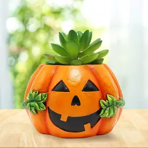 Resin Pumpkin Planter, Durable Waterproof, Indoor Outdoor Plant Decor, Halloween Decoration, Unique Home Ornament, Gift Idea