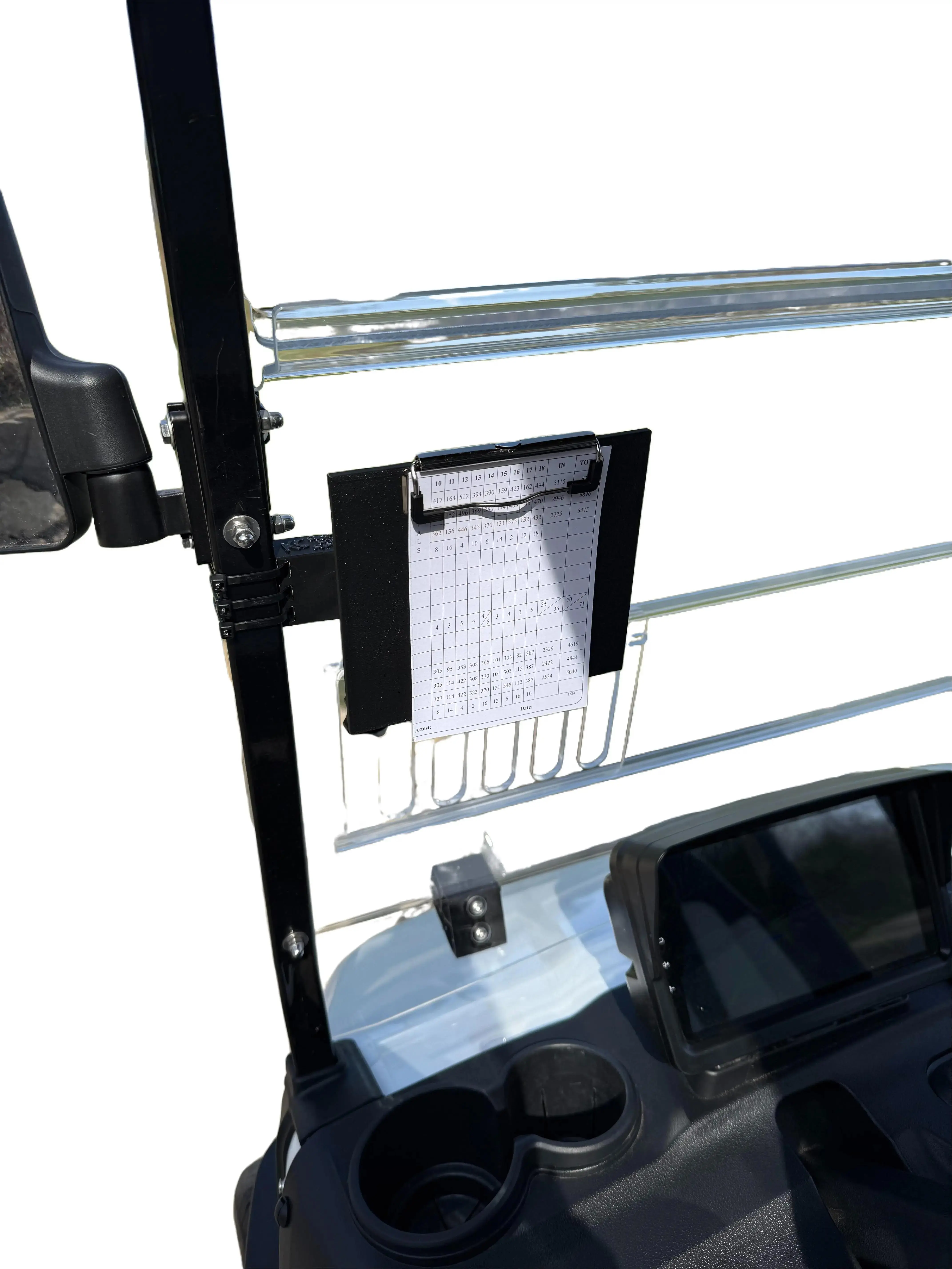 KC Custom Golf Supply Scorecard Holder and Mount - Plastic Clipboard with Mounting Zip-Ties for Golf Carts & Custom Steering Wheels