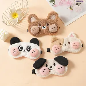 Nylon Cute Plush Cooling Gel Sleeping Mask - Dark Circle Relief, Soft Blackout Unisex Fashion Accessory for Travel, Night Sleep