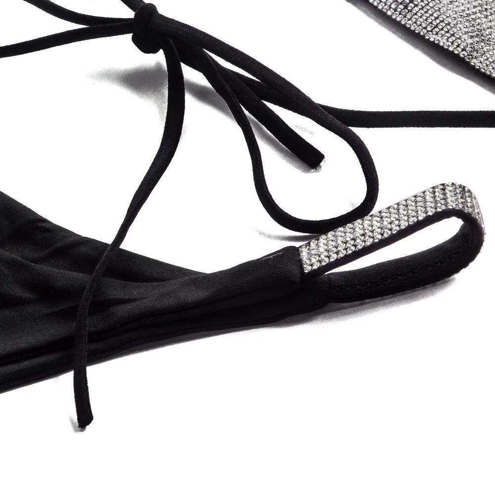 Halter Jewelled Sequins Diamond Bikini Women Swimsuit Female Swimwear Two Pieces Bikini Set Mini Micro Bathing Suit Swim Lady