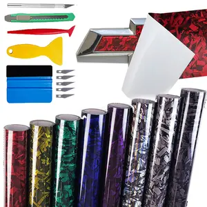 7D Froged Carbon Fiber Vinyl Wrap, High Glossy Black Car Vinyl Film Roll,Self-Adhesive Wrap Including Tool Kits for Car Interior Exterior Decor, Universal Fits For Cars SUVs Sedan Coupe Pickup Truck