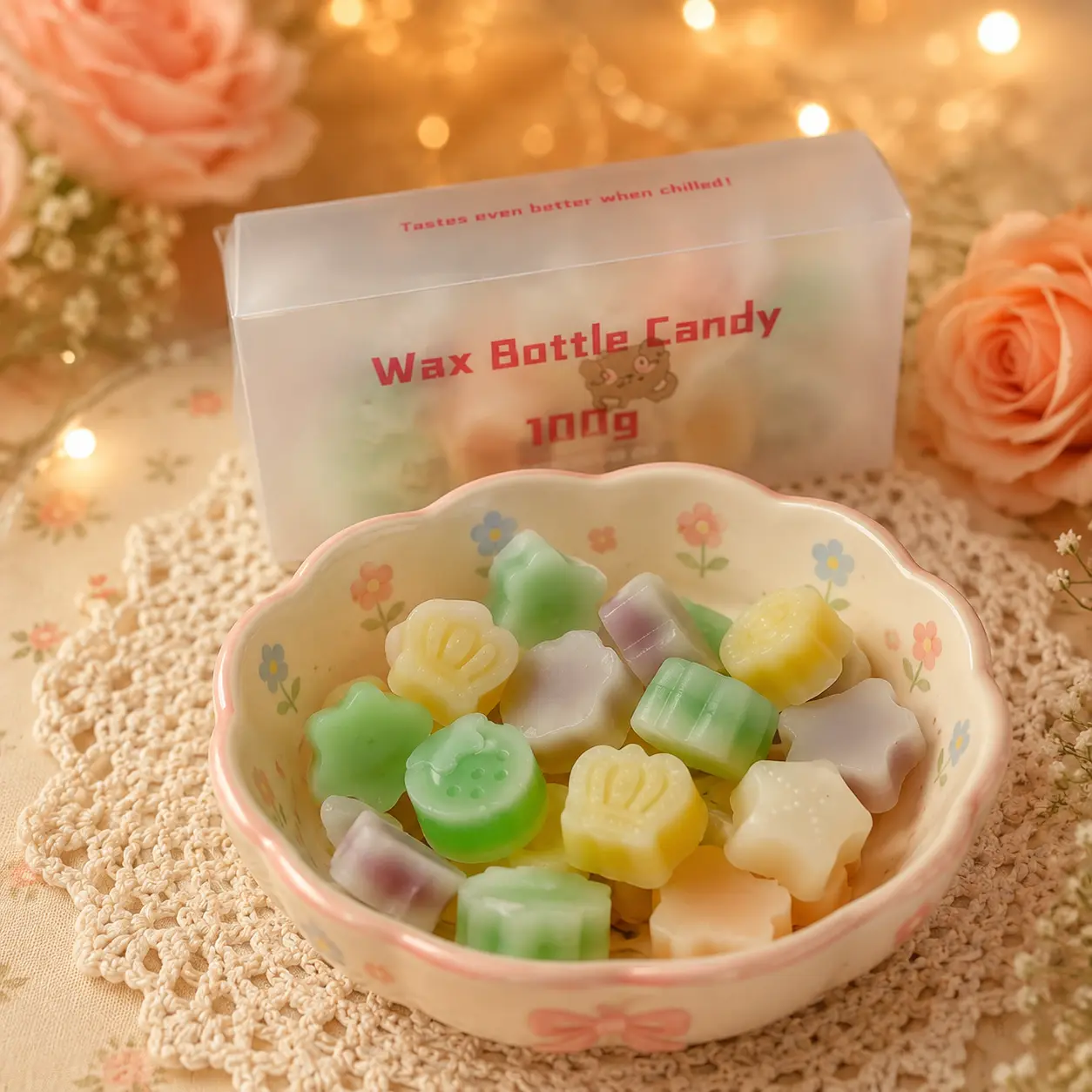 Fruit Filled Wax Bottle Candy Gift, 3.5 oz Box, Sweet Juice Flavor Candy, Retro Mini Drink Style Snacks, Party Favor Treat Box