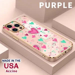 Electroplated Phone Case for iPhone 17 16 Pro Max 15 Plus 14 13 12 11 Air Colorful Heart Design Soft TPU Silicone Dirt-proof Easy to Clean Soft Cover Gift for