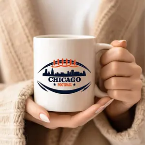 Chicago Football Fan's Dream: Insulated Ceramic Coffee Mug with Handle - Perfect Gift for Men, Sports Enthusiasts