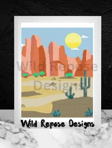 Wild Repose Designs Desert Horizons Crochet Pattern 192x240 Artistic Wall Print for Decor & Room Decoration
