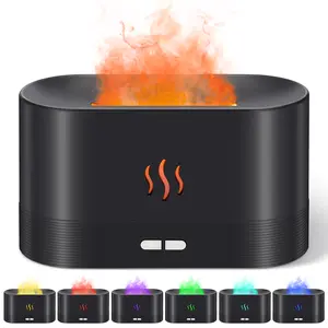 Portable Simulated Flame Air Aroma Diffuser, 7 Flame Color Noiseless Oil Diffuser with Auto-off Protection, USB Powered Desktop Humidifier, Gifts for Girlfriend, Room