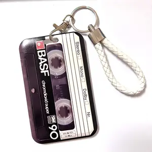 2-pack cassette-style work ID lanyards, access card holder for student meal cards and bus cards to prevent loss, work ID badge holder with lanyard, suitable for female students, teachers, nurses, and office use